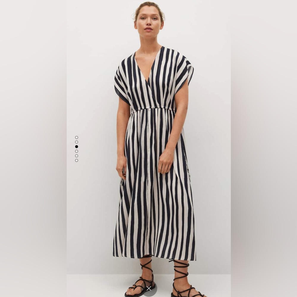 Mango Black and White Striped Maxi Dress